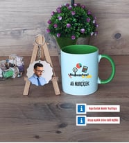 Muhasebeci Kupa Bardak Beyaz ve Fotoğraflı Ahşap Anahtarlık Hediye (Model 14)