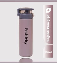 550ML Kilitli Kapak Renkli Cam Şişe Matara, Suluk & 14 Farklı Renk Seçeneği (Sütlü Kahve)