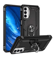 Galaxy M23 Kılıf Zore Vega Yüzüklü Standlı Zırh Kılıf (Siyah)