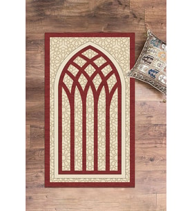 EVDEYA Dijital Baskılı Yıkanabilir Şık Motifli Seccade Namazlık 70x130 cm, SECCADE-19-GRİ, (Kırmızı)