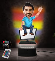Doğum Günü Hediyesi,Sevgiliye Hediye, Kişiye Özel Fotoğraflı Yazılımcı 3 Karikatür 3D Led Lamba (RGB)