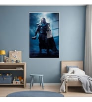 Metal Çerçeveli Cam Tablo Film Karakteri Karşıdan Thor Görseli (Gümüş)