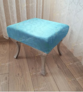 Ayak Ucu Kapı Önü Antre Düz Bench Puf Gümüş Ayak (Turkuaz)