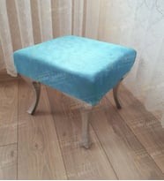 Ayak Ucu Kapı Önü Antre Düz Bench Puf Gümüş Ayak (Turkuaz)