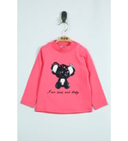 Toontoy Kız Bebek Panda Nakışlı T-Shirt (Fuşya)