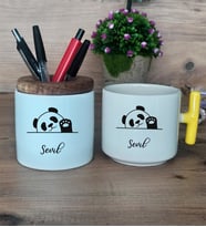 Sevimli Panda Hediye Sepeti Kupa Bardak T Kulplu, Kalemlik Hediyeleri Arkadaşa Doğum Günü Hediyesi (Model 5)