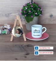 Matematik Öğretmeni Türk Kahvesi Fincanı Ahşap Altlıklı ve Fotoğraflı Ahşap Anahtarlık Hediye Matematik Öğretmenine Hediye (Model 6)