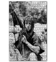 Cakapuzzle Rambo İlk Kan M 16 Siyah Beyaz Puzzle Yapboz MDF (Ahşap) (1000 Parça)