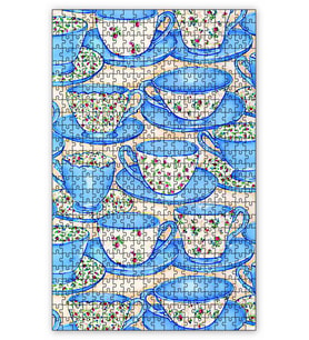 Cakapuzzle ar Çiçekli Fincanlar Puzzle Yapboz MDF (Ahşap) (500 Parça)