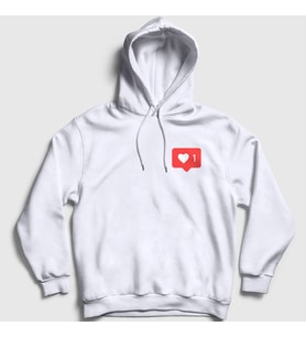 Presmono Unisex Beyaz Like Beğenme Kalp Instagram Kapüşonlu Sweatshirt 433759tt (Beyaz)