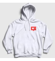 Presmono Unisex Beyaz Like Beğenme Kalp Instagram Kapüşonlu Sweatshirt 433759tt (Beyaz)