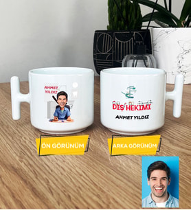 Kişiye Özel Karikatürlü Diş Hekimi Hediye T Kupa Bardak Erkek Diş Hekimine Tıp Bayramı Hediyesi (Beyaz)