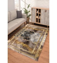 Dijital Kaymaz Taban Yıkanabilir Renkli Salon Halısı Mutfak Halısı Yolluk ND-SD-467 (Gold)