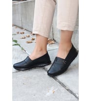FAST STEP Hakiki Deri Kadın Casual Ayakkabı 864ZA101 (Siyah)