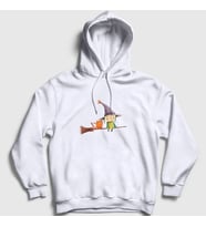Presmono Unisex Gri Cat And Witch Kedi Kapüşonlu Sweatshirt 287568tt (Beyaz)