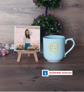 Gold Baş Harf Fotoğraflı Dekoratif Taş, Kupa Bardak Beyaz Hediye (Model 5)