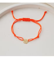 14 Ayar Altın Bileklik, Çiçek Desenli Altın Bileklik, Ayarlanabilir Altın Bileklik (Bordo)