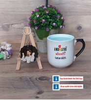 Endüstri Mühendisi Kupa Bardak Beyaz ve Fotoğraflı Ahşap Anahtarlık Hediye (Model 10)