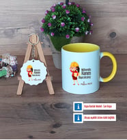 Mühendisler Günü Hediyesi Kupa Bardak Kırmızı ve Ahşap Anahtarlık Hediye (Model 6)