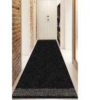 Dijital Baskılı Kaymaz Taban Yıkanabilir Modern Yolluk Ve Koridor Halısı NDU-HT-159 (Siyah)
