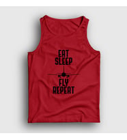 Presmono Unisex Sarı Eat Sleep Fly Repeat Pilot Airplane Uçak Atlet 398698tt (Kırmızı)