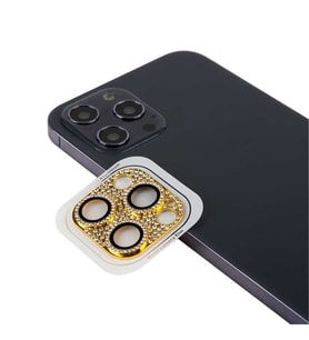 Uyumlu Model Apple iPhone 13 Pro Max Full Taşlı Kamera Lens Koruyucu Çerçeveli Koruyucu CL-08 (Gold)