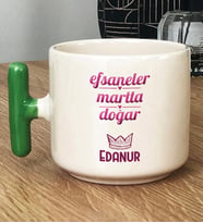 Kişiye Özel Balık Koç Burcu Hediye T Kupa Bardak Doğum Günü Hediyesi (Yeşil)