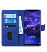 Microsonic Huawei Mate 20 Lite Kılıf Fabric Book Wallet (Lacivert)