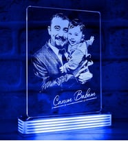 Kişiye Özel Babaya Hediye Resimli LED Lamba (Mavi)