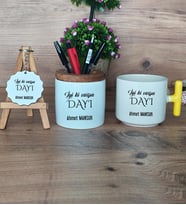 İyi Ki Varsın Dayı Hediye Sepeti Kupa Bardak T Kulplu, Kalemlik ve Anahtarlık Dayıya Doğum Günü Hediyesi (Model 5)