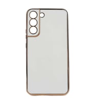 Samsung Galaxy S22 Plus Kılıf Kenarları Gold Kamera Korumalı Renkli Pastel Silikon Açık Yeşil BARK (Beyaz)