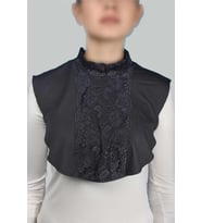 Kadın Penye Tesettür Daire Yakalı Dantelli Boyunluk (Füme)