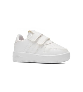 Günlük Kız Erkek Çocuk Spor Ayakkabı Sneaker Cırtlı Şeritli Rahat Hafif ZL001 (Beyaz)