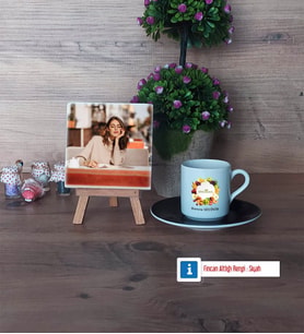 Diyetisyen Fotoğraflı Dekoratif Taş, Ahşap Altlıklı Türk Kahvesi Fincanı Hediye (Model 7)