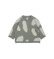 Omzu Çıtçıtlı Bulut Baskılı Sweatshirt (Gri)