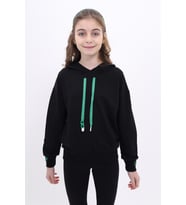 Toontoy Kız Çocuk Nakışlı Sweatshirt (Siyah)