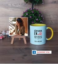 Teyzeye Hediye Fotoğraflı Dekoratif Taş, Kupa Bardak Beyaz Hediye (Model 7)