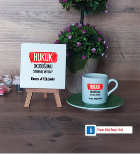 Hukuk Okuduğumu Söylemiş Miydim Dekoratif Taş, Türk Kahvesi Fincanı Kırmızı İsme Özel Hediye (Model 7)