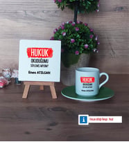 Hukuk Okuduğumu Söylemiş Miydim Dekoratif Taş, Türk Kahvesi Fincanı Kırmızı İsme Özel Hediye (Model 7)