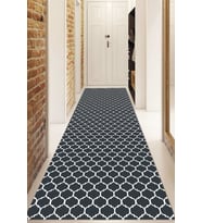 Dijital Baskılı Kaymaz Taban Yıkanabilir Modern Yolluk Ve Koridor Halısı NDU-HT-547 (Antrasit)