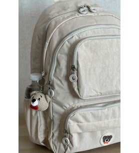 Nemo Bags Orta Boy Okul Çantası Laptop ve Seyahat Sırt Çantası Su Geçirmez Ayıcık Anahtarlık Hediyeli (Bej)
