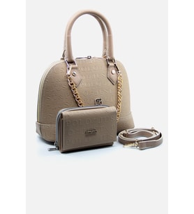 Just Polo Orta Boy Kadın El & Omuz Çantası ve Cüzdan Kombini 27x20 Pbu20104-1002 (Vizon)