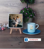 Cerraha Hediye Fotoğraflı Dekoratif Taş, Ahşap Altlıklı Türk Kahvesi Fincanı Hediye (Model 5)