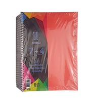 7+4 Ayraçlı Defter 11 Konulu 225 Yaprak 1 Adet 7 Kareli 4 Çizgili Spralli Plastik Kapak Seperatörlü (Kırmızı)
