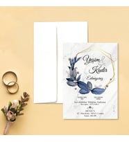 Davetiye Zarf ve Baskı Dahil (Beyaz yada Kraft Zarflı) -  Nişan, Nikah, Kına, Düğün Davetiyesi (Beyaz)