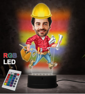 Doğum Günü Hediyesi,Sevgiliye Hediye, Kişiye Özel Fotoğraflı Mimar Karikatür 3D Led Lamba (RGB)