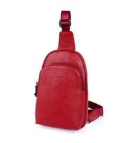 KANGAROO KINGDOM Hakiki Deri Siyah Erkek Body Bag Sırt Çantası 8155-S (Kırmızı)