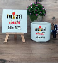 Endüstri Mühendisi Hediye Seti Kupa Bardak T Kulplu ve Dekoratif Taş Mühendisler Günü Hediyesi (Model 2)