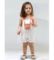 KD43048 Müslin çiçek Desenli Salopet 3-6/6-9/9-12/18-24AY (Camel)