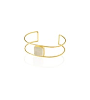 Kadir Jewellery 22 Ayar Altın Kaplama Zirkon Taşlı Ayarlanabilir Vintage Bilezik (Beyaz)